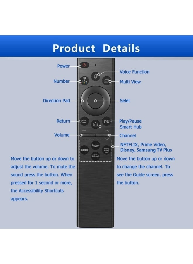 Apluynm Universal Solar Remote Control for Samsung Smart TV, Voice Commands Pointing, Voice Remote Solar Charging Remote Control - Image 2